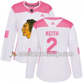 Adidas Maillot de Hockey Chicago Blackhawks Duncan Keith 2 2017-2018 Blanc Rose Fashion Authentic - Femme